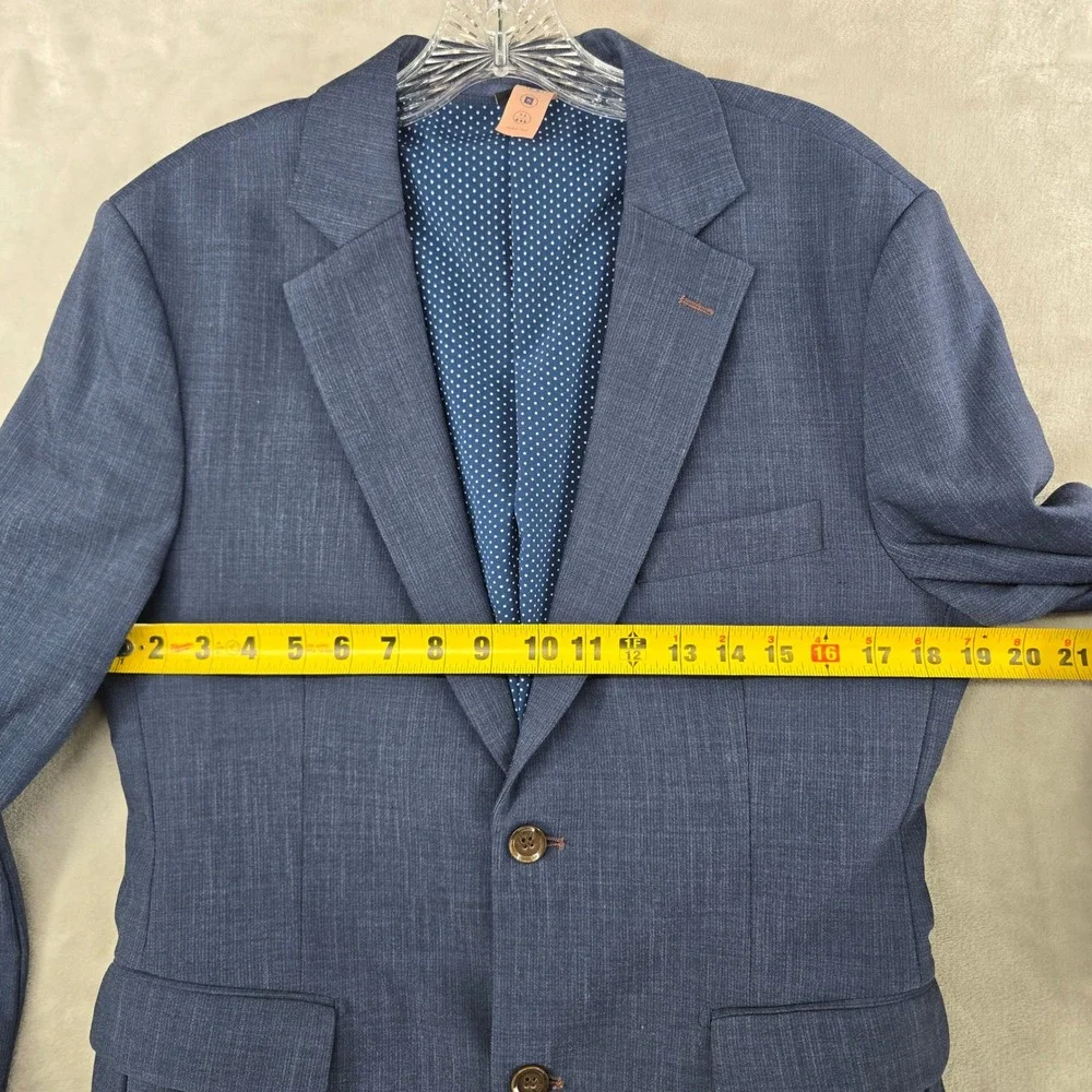 State and Liberty Blazer Mens 38S Blue Two Button Polka Dot Stretch Sport Coat